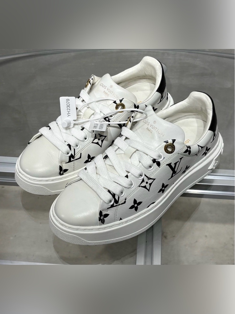 Louis Vuitton White & Black Monogram Low-Top Sneakers